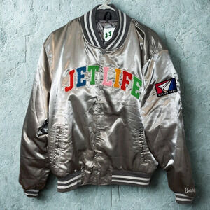Jet Life Apparel Satin Bomber Jacket Very Rare Curren$y Brand Size XL NWOT